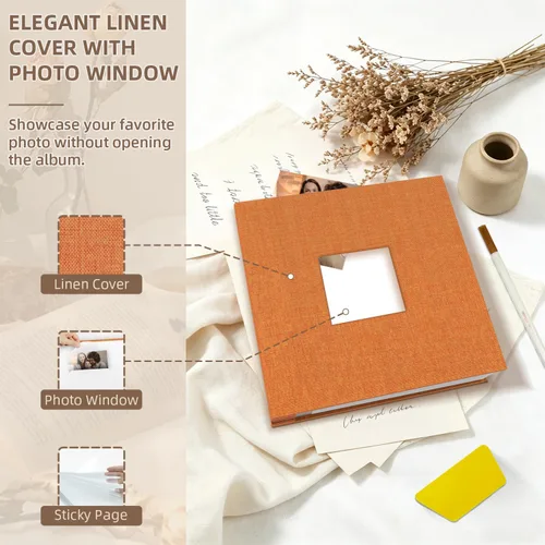 Miniatura 3 de popotop Álbum de fotos autoadhesivo con ventana de visualización de imágenes, kit de suministros de bricolaje para álbum de recortes de 40 páginas