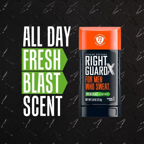 Miniatura 5 de Right Guard Xtreme Defense - Desodorante antitranspirante sólido invisible, aroma Fresh Blast, desodorante 5 en 1 en los que los hombres pueden