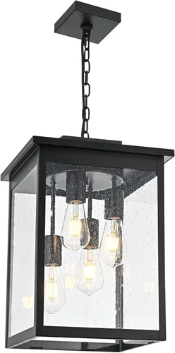 Miniatura 58 de TODOLUZ Lámpara Colgante de Exterior de 3 Luces Negra, Linterna Colgante Exterior Ajustable Luz de Porche