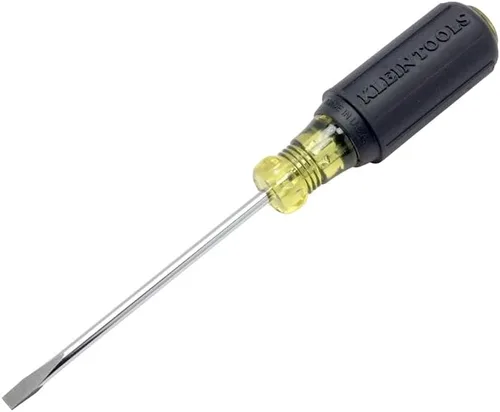 Miniatura 4 de Klein Tools 601-4 desarmador de cabeza plana con punta de gabinete de 3/16 pulgadas, fabricado en EE. UU., espiga redonda de 4 pulgadas y mango