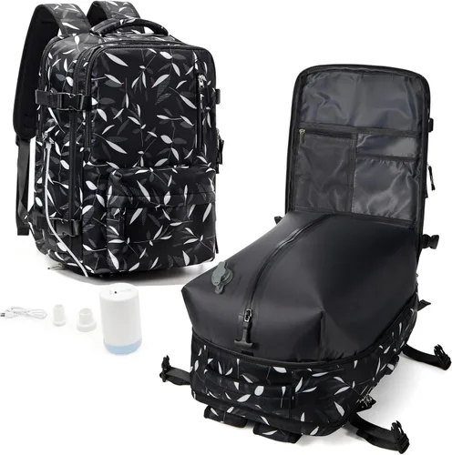 Miniatura 53 de WONHOX - Mochila grande, aprobada para vuelo, unisex, para viajes, trabajo, negocios o laptop, a1-Negro, Medium