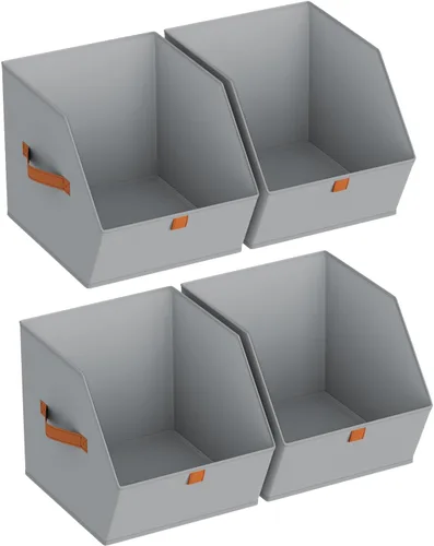 Miniatura 11 de Homsorout Cubos grandes de almacenamiento para armario, con doble asa para ropa, toallas, juguetes, organizadores de estantes para dormitorio