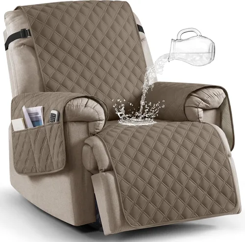 Miniatura 30 de Ruaozz Funda para Silla Reclinable 100% Impermeable Antideslizante de Tamaño Grande Funda Reclinable para Silla Reclinable Grande Funda de Asiento