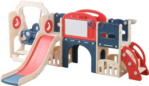 Conjunto de juegos al aire libre 12 en 1 para niños pequeños con columpio, columpio interior y conjunto de tobogán, parque de juegos para niños
