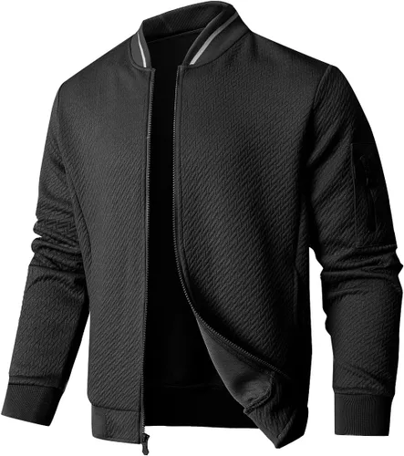 Miniatura 10 de SAVKOOV Chaqueta ligera de ajuste holgado para hombre, chaqueta bomber casual y elegante