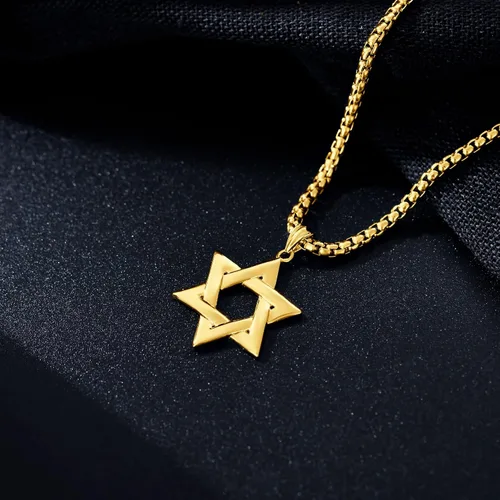 Miniatura 4 de PDTJMTG Collar de estrella de David de plata de ley para hombre