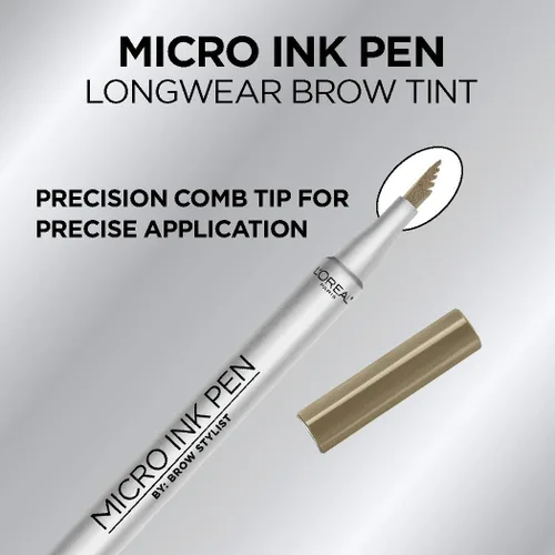 Miniatura 7 de L'Oreal Paris Micro Ink Pen de Brow Stylist, tinte de cejas de larga duración, efecto similar al cabello, hasta 48 horas de uso, punta de peine