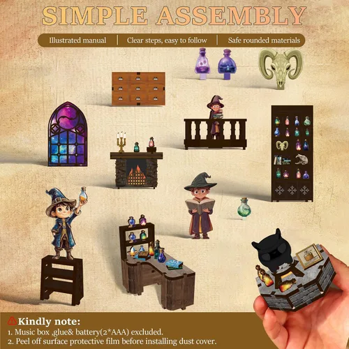 Miniatura 5 de SUNNINO Kit de Rincón de Libros - Kit de Casa en Miniatura DIY Rompecabezas 3D de Madera Casa de Muñecas Kits de Rincón de Libros para Adultos