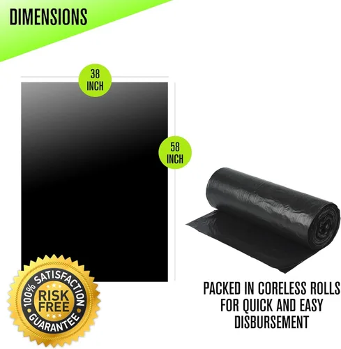 Miniatura 4 de Aluf Plastics - Bolsas de basura de 55 galones para contenedor de basura (100 unidades) - 38 x 58 pulgadas - Bolsas de basura negras gruesas Negro
