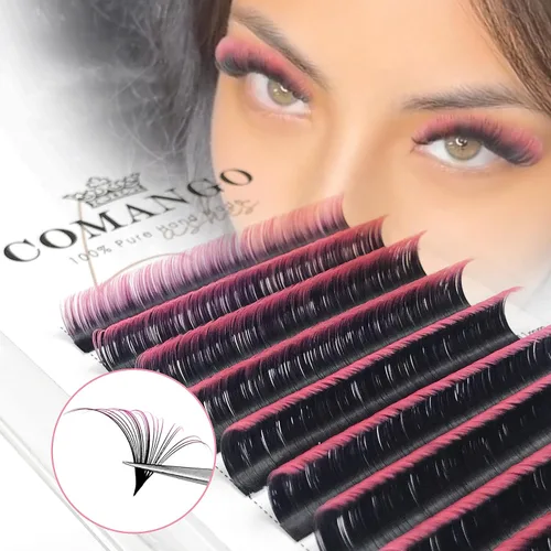 Miniatura 36 de CoMango Easy Fan - Extensiones de pestañas rizadas C/D de 0.05/0.003 in, pestañas de volumen que florecen automáticamente, color negro mate 2D-20D