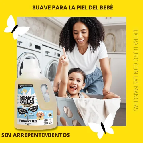 Miniatura 3 de Detergente líquido Molly's Suds para ropa de bebé Elimina leche de fórmula, caca y manchas de escupir Extra suave para bebés, niños pequeños
