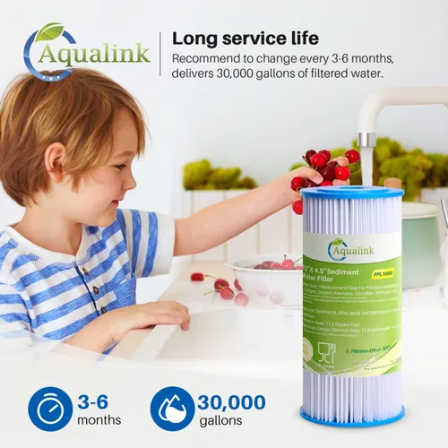 Miniatura 6 de AQUALINK PPL10BB - Filtro de sedimento plisado para toda la casa de 10 x 4.5 pulgadas para agua de pozo, cartucho de repuesto para GE FXHSC