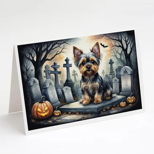 Miniatura 4 de Caroline's Treasures DAC2018GCA7P - Tarjetas de felicitación y sobres de Halloween espeluznantes de Border Collie, paquete de 8 tarjetas en blanco
