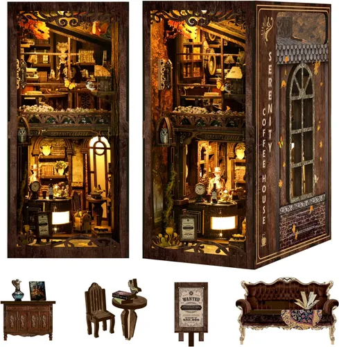 Miniatura 14 de Kit de rincón de libros, colección de libros antiguos, kit de casa en miniatura, muñeca de casa pequeña para adultos, estantería para familiares
