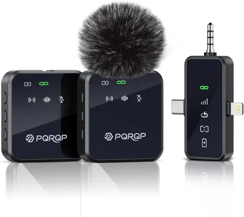 Miniatura 9 de PQRQP Micrófono Lavalier inalámbrico profesional 3 en 1 para iPhone/Android/cámara, micrófonos inalámbricos, mini micrófono, calidad de sonido