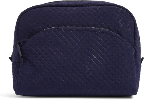 Vera Bradley Bolsa organizadora de maquillaje cosmético grande de microfibra para mujer Azul marino