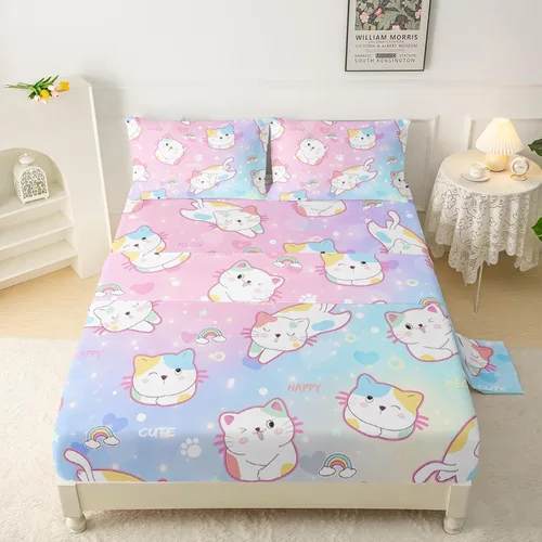 Miniatura 15 de QOOMO Ropa de cama Kawaii Axolotl para niños y niñas, diseño de flor de cerezo rosa, juego de ropa de cama súper suave para niños, con estrellas
