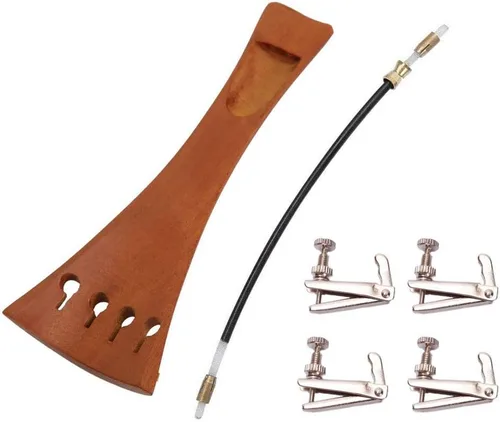 Miniatura 3 de Jiayouy Kit de accesorios de violín 4/4-3/4 con afinador fino de metal, 4 clavijas de afinación, pasador de barbilla, cola de repuesto