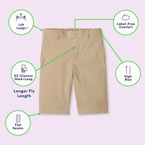 Miniatura 3 de French Toast Pantalones cortos adaptables con frente plano para niño con cierre de velcro y cintura elástica