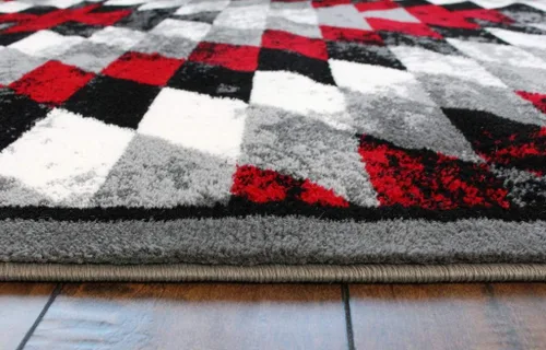 Miniatura 6 de Masada Rugs, Stephanie Collection - Alfombra de área del suroeste de nativos americanos, diseño desgastado 1106 rojo, gris, blanco y negro