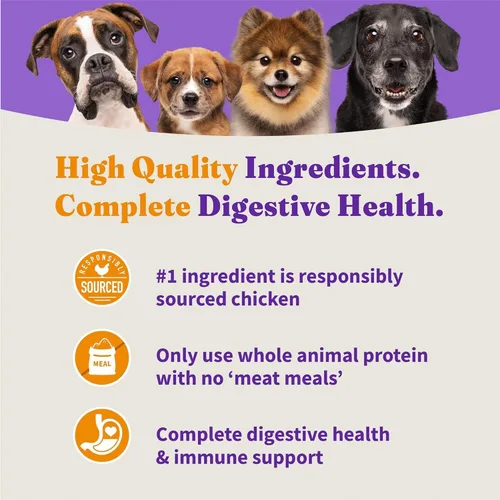 Miniatura 7 de Halo Holistic - Comida para perros con fórmula de pollo y arroz integral sin jaula de cereales saludables, salud digestiva completa, croquetas