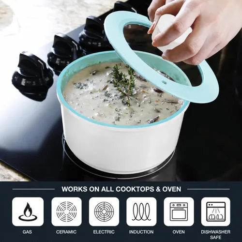 Miniatura 6 de NEOFLAM FIKA MIDAS - Juego de utensilios de cocina antiadherentes de 8 piezas con mango desmontable, juego de ollas y sartenes compatibles