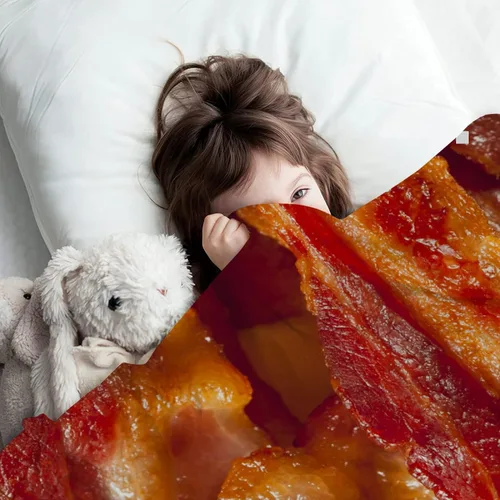 Miniatura 6 de Manta de franela con textura de comida divertida, suave y cómoda, novedosa manta de tocino, regalos novedosos para todos, para cama, sofá o viajes