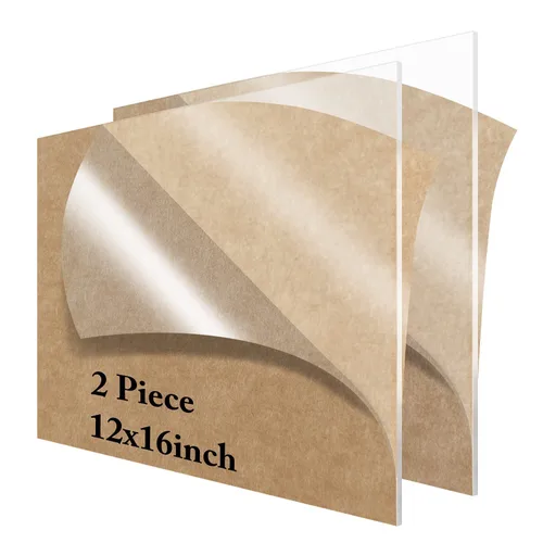 2 Piezas Láminas de Acrílico Transparente de 12" x 16" de Plexiglás Fundido de 1/8" de Grosor (3.175mm) Lámina de Plexiglás Lámina de Plástico