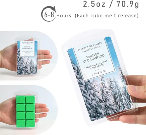 Miniatura 2 de SCENTORINI Cubos de Cera Derretible, Cera Derretible de Vela de Cedro Invernal con Aroma Fuerte, Cera Perfumada de Soja para Calentador de Cera
