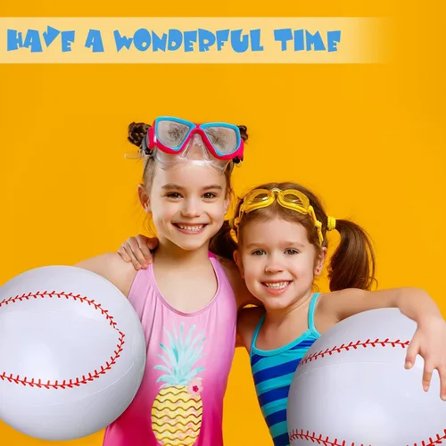 Miniatura 6 de Zhanmai Paquete de 6 pelotas inflables de béisbol de 16 pulgadas, pelota de playa grande deportiva con bomba para adultos y adolescentes, regalo
