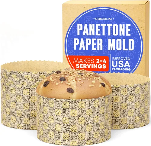 Miniatura 8 de Molde de papel para panettone premium mediano - 18 oz Molde desechable para panettone de 5 pulgadas 500 g - 12 unidades de formas para hornear paska
