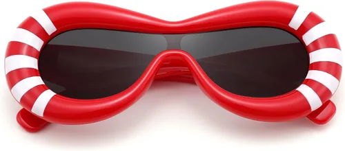 Miniatura 3 de FEISEDY Lentes de sol ovalados inflados para mujeres y hombres, a la moda, de gran tamaño, montura gruesa, Y2K, divertidos tonos estéticos B9088