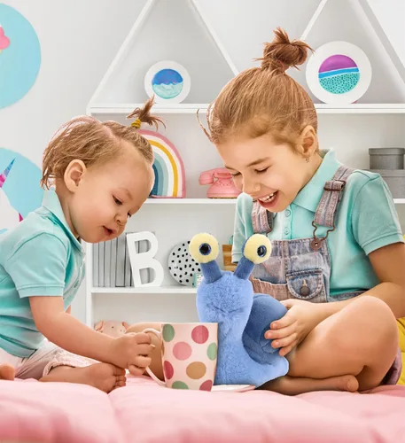 Miniatura 5 de DolliBu Caracol de peluche – Caracol azul de ojos grandes y abrazable, adorable juguete de peluche para jugar, lindo regalo de vida silvestre
