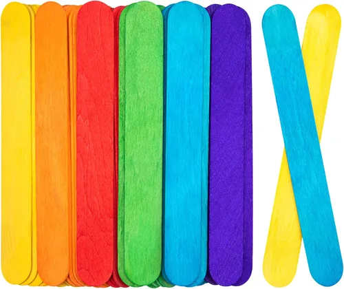 WISYOK 90 piezas de palos de manualidades jumbo de 8 pulgadas de colores, palos de paleta grandes, palos para cera, palos de paleta de madera