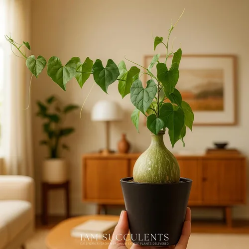 Miniatura 4 de Live Gerrardanthus Macrorhizus - Planta suculenta Caudex rara - 3 a 4 pulgadas de alto - Planta única de coleccionista para interiores y exteriores