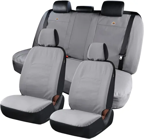 Miniatura 5 de Coverado Fundas de Asiento de Automóvil Delanteras, Fundas de Asiento Universales de Lona para Automóviles, Paquete de 2 Cojines de Asiento de Gris