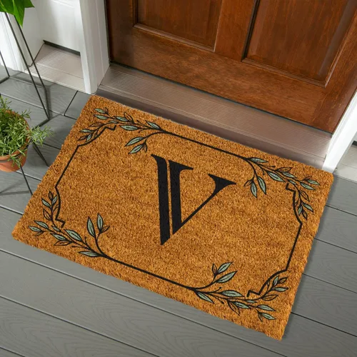 Miniatura 80 de Evergreen Flag Alfombra de puerta de fibra de coco monograma Letra B Alfombra para puerta delantera para interiores y exteriores 71x41 cm