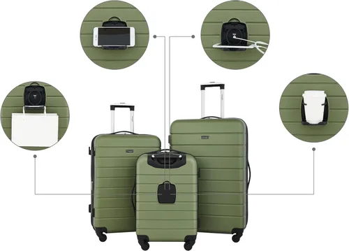 Miniatura 2 de Wrangler - Juego de piezas de equipaje inteligente con portavasos y puerto USB, Verde oliva