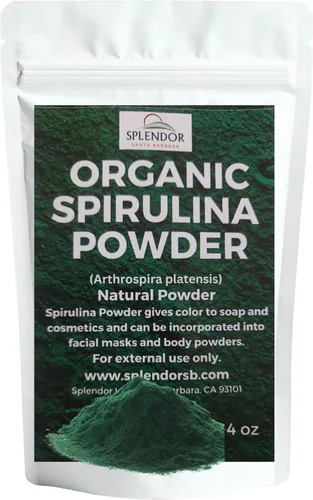 Suministros para hacer jabón en polvo de espirulina orgánica, colorante natural, pigmento en polvo de tinte finamente molido (4 onzas) para jabón