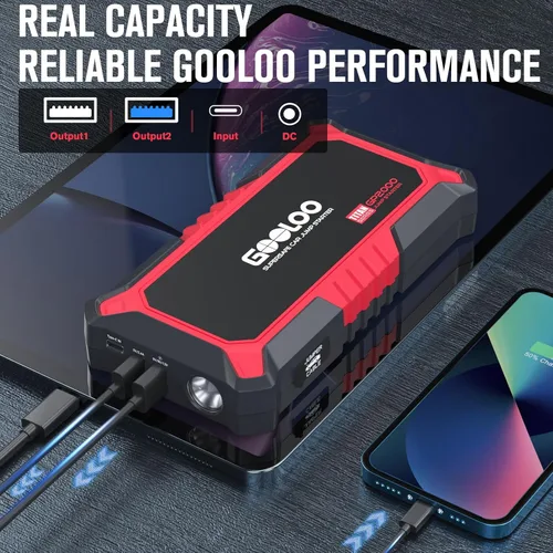 Miniatura 3 de GOOLOO Nuevo Arrancador de Batería GP2000, 12V 2000A Arrancador de Coche (Hasta 8.0L Gasolina, 6.0L Motores Diésel), Cargador de Batería Portátil