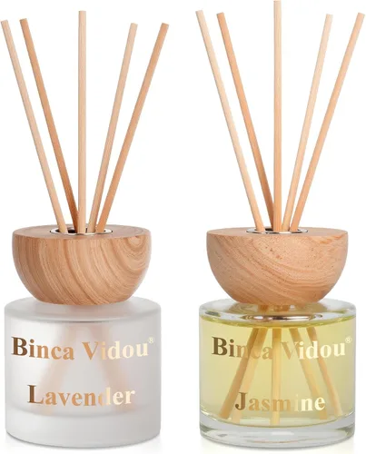Miniatura 12 de Juego de difusores de varillas, difusores de aceite esencial con fragancia de bergamota, vainilla, lavanda y jazmín para dormitorio, sala de estar