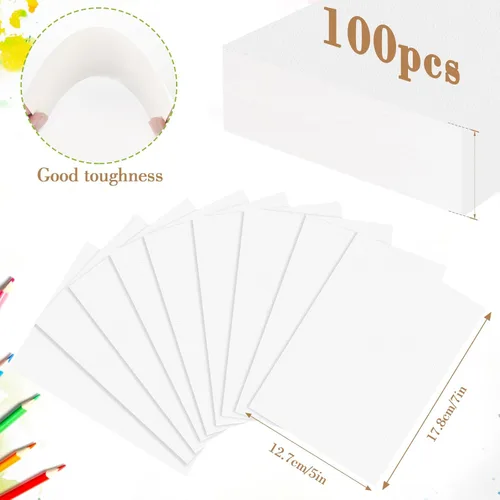 Miniatura 2 de 100 piezas de papel de acuarela de 5 x 7 pulgadas, 140 libras/10.58 oz de prensa en frío, bloc de papel grueso de color de agua para niños