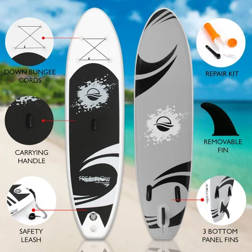 Miniatura 2 de SereneLife Tabla de Stand Up Paddle Inflable con Accesorios SUP Premium – Diseño Amplio y Estable con Almohadilla de Cubierta EVA Antideslizante Gris