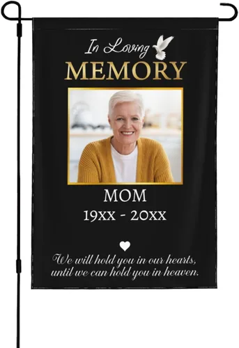 Miniatura 15 de Bandera de memoria personalizada con nombre de foto, fecha, letrero funerario personalizado, bandera conmemorativa personalizable para jardín, Cielo