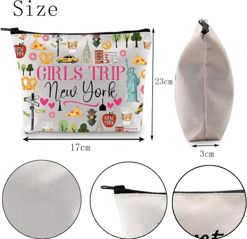 Miniatura 2 de POFULL Nueva York Vacaciones Regalo Viaje Nueva York Cremallera bolsa Viaje Cosméticos Bolsa, Bolsa de Cosméticos de Viaje para niñas Nueva York