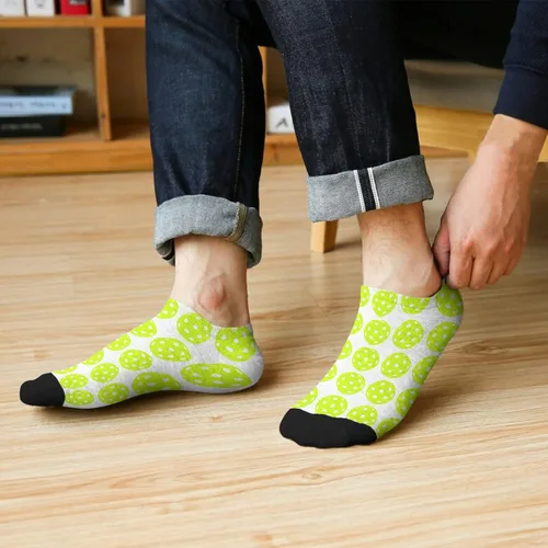 Miniatura 6 de devor Calcetines tobilleros de algodón para hombre, calcetines atléticos, lindos calcetines de pelleball, Blanco