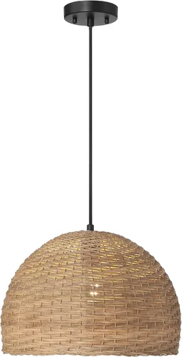 Miniatura 3 de Calypso - Lámpara de techo de cúpula de mimbre tejida a mano y de metal, teñida natural
