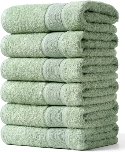 Miniatura 19 de Aibaser Toallas de baño, 27 x 54 pulgadas, naturales, ultra absorbentes, para baño, viajes, gimnasio, ducha y spa (juego de 6 piezas) (azul)