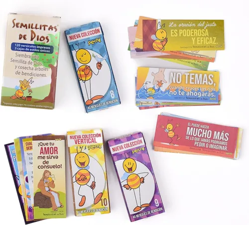 Miniatura 6 de Pechi Semillitas de Dios - (mini versículos bíblicos en español) 3 paquetes de 40 mensajes cada uno con versículos de la Biblia para todos los días.