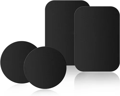 Placas de metal delgadas adhesivas (compatibles con soportes magnéticos), 4 placas de metal para funda de teléfono (2 rectangulares y 2 redondas)